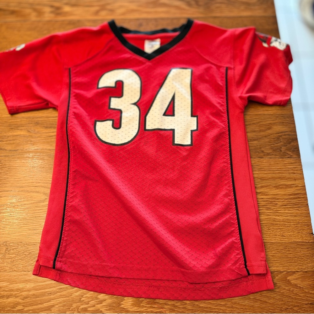 Georgia‎ Bulldogs Youth Football Jersey #34 Red NCAA Team Jersey Sz Small (6-7)